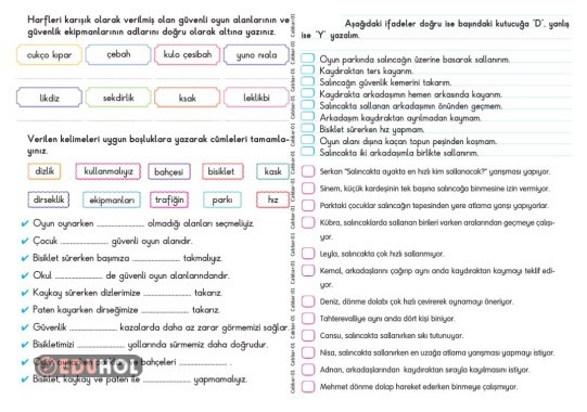 2 Sınıf Hayat Bilgisi Oyun A Eduhol Etkinlik İndir Oyun Oyna