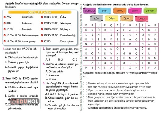 2 Sınıf Hayat Bilgisi İşlerim Eduhol Etkinlik İndir Oyun Oyna