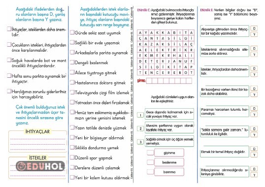 2 Sınıf Hayat Bilgisi Önce İh Eduhol Etkinlik İndir Oyun Oyna