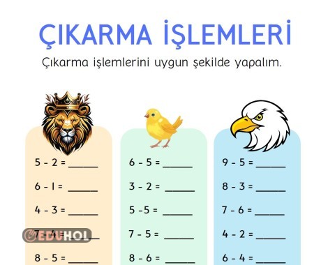 1 Sınıf Çıkarma Çalışma Sayfas Eduhol Etkinlik İndir Oyun Oyna