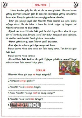 Bizim Tekir Okuma Anlama Me Eduhol Etkinlik İndir Oyun Oyna