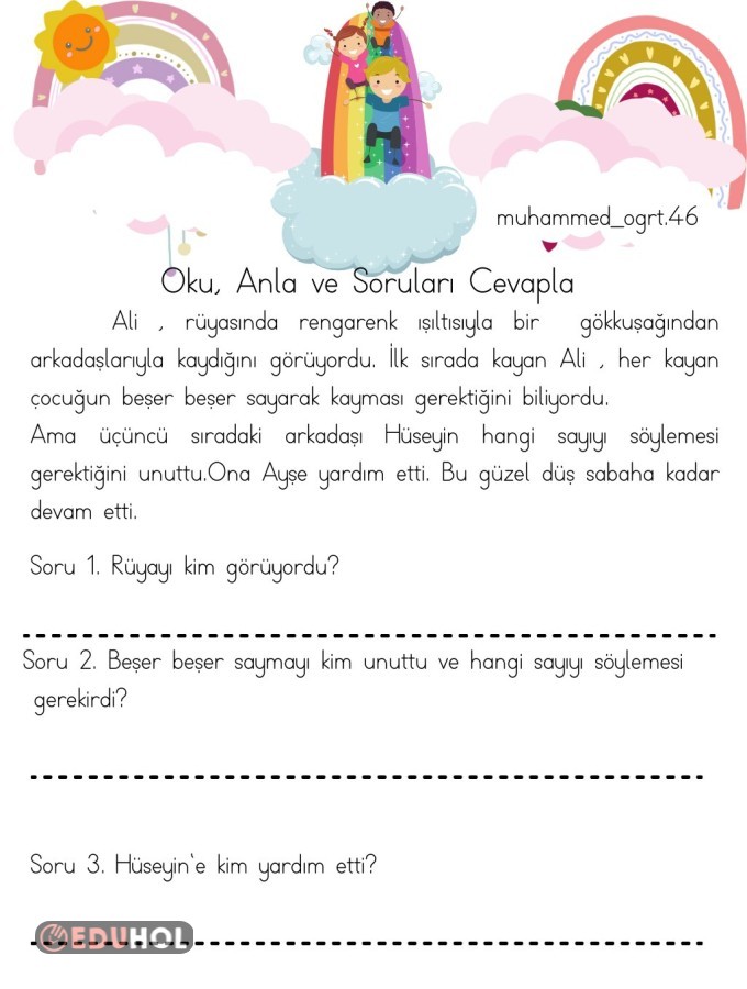 Oku Anla Soruları Cevapla Eduhol Ders Videoları İzle Online Test