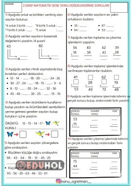 Matematik Sene Sonu Degerlendi Eduhol Etkinlik İndir Oyun Oyna