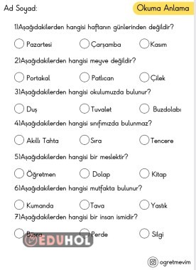 S N F Okuma Anlama Testi Eduhol Etkinlik Ndir Oyun Oyna Test Z