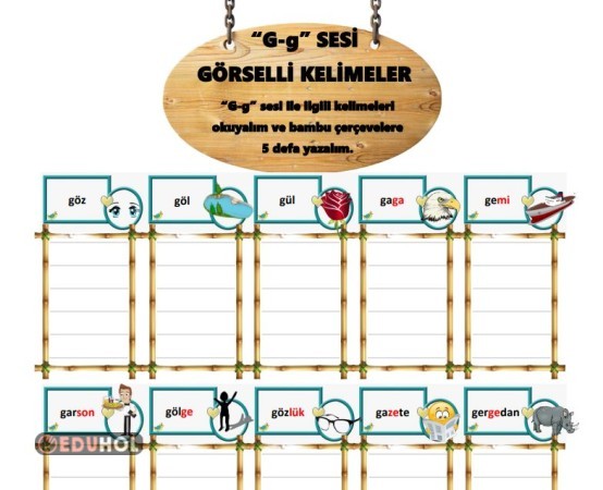 G Sesi Görselli Okuma Yazma Eduhol Etkinlik İndir Oyun Oyna