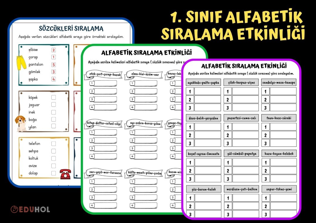 1 Sınıf Alfabetik Sıralama Et Eduhol Ders Videoları İzle Online