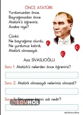 Önce Atatürk Okuma Anlama Metn Eduhol Etkinlik İndir Oyun Oyna