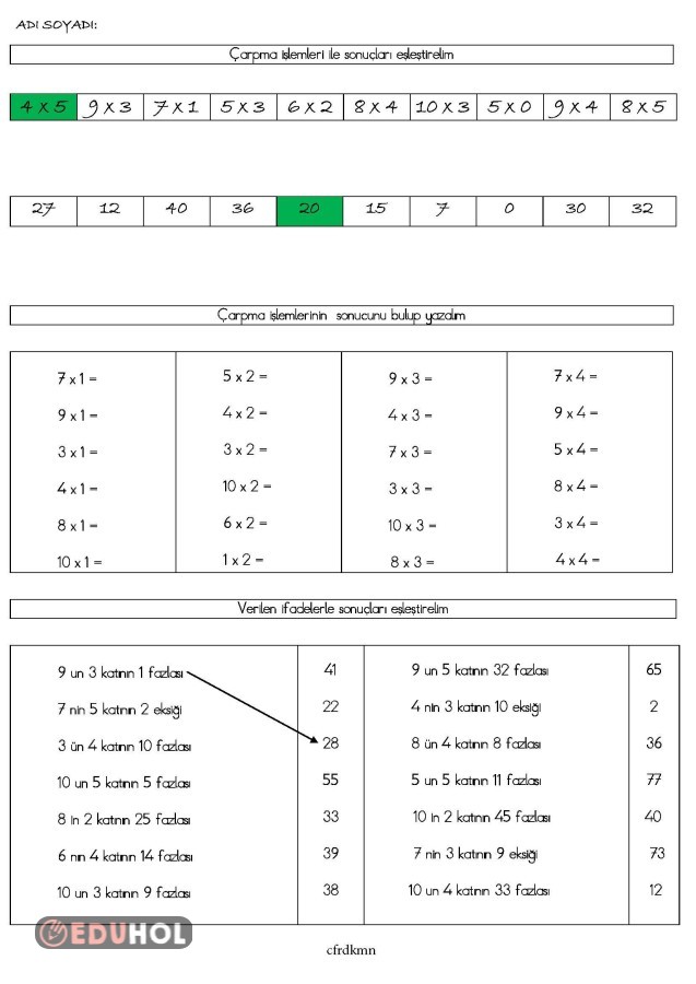 2 Sınıf Çarpma İşlemi Etkinli Eduhol Ders Videoları İzle Online