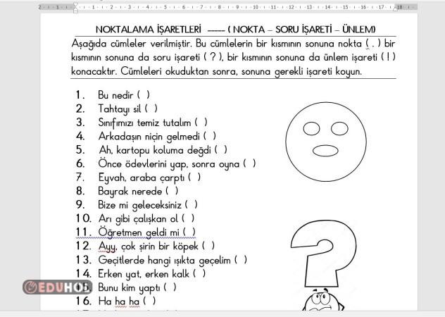 Noktalama İşaretleri Eduhol Etkinlik İndir Oyun Oyna Test Çöz Video