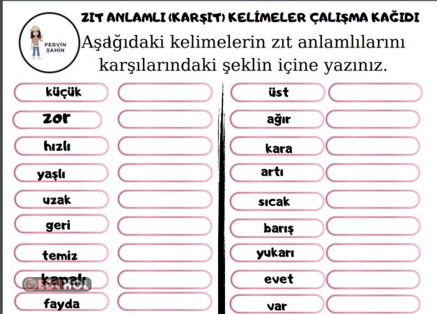 Z T Anlaml Kelimeler Eduhol Etkinlik Ndir Oyun Oyna Test Z