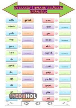 Z T Anlaml Kelimeler Etkinli Eduhol Etkinlik Ndir Oyun Oyna