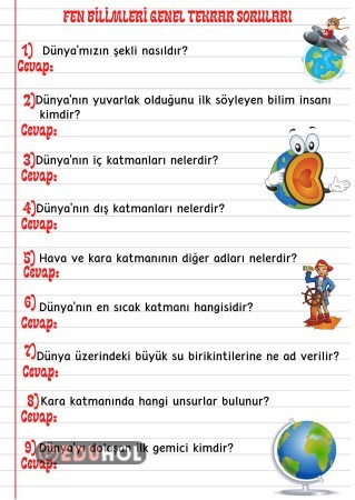 Fen Bilimleri Cal Ma Sorular Eduhol Etkinlik Ndir Oyun Oyna