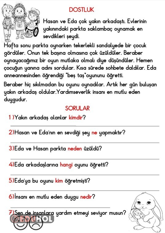 Okuduğunu Anlama Metni Eduhol Ders Videoları İzle Online Test Çöz