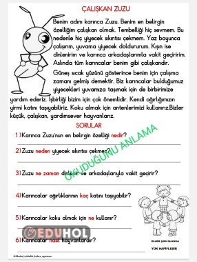 Okuduğunu Anlama Metni Eduhol Etkinlik İndir Oyun Oyna Test Çöz