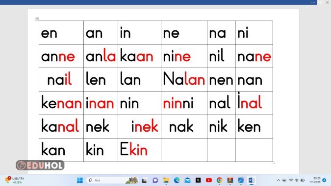 N Sesi Hece Tablosu Eduhol Etkinlik İndir Oyun Oyna Test Çöz Video İzle