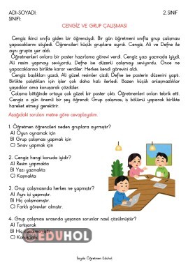 Cengiz ve Grup Çalışması Okuma Anlama Metni