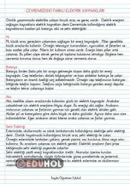 ÇEVREMİZDEKİ FARKLI ELEKTRİK KAYNAKLARI