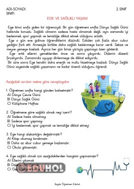 Ege ve Sağlıklı Yaşam Okuma Anlama Metni