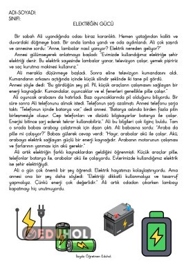 ELEKTRİĞİN GÜCÜ OKUMA METNİ