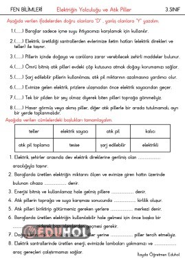 Elektriğin Yolculuğu ve Atık Piller Etkinlik