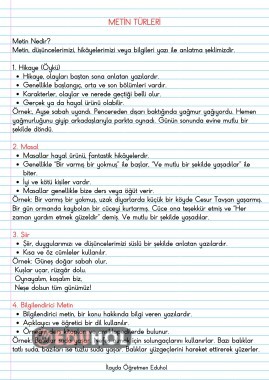 Metin Türleri Defter Notu