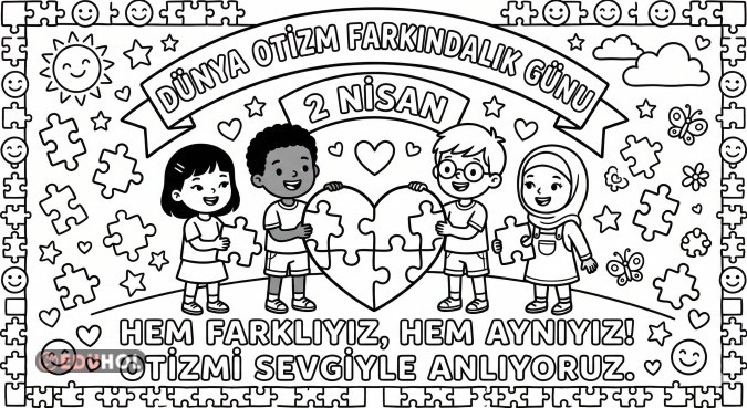 Otizm Farkındalık Günü Boyama-2