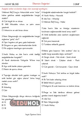 Ülkemizin Değerleri Test