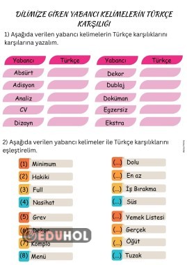 Yabancı Kelimelerin Türkçe Karşılığı