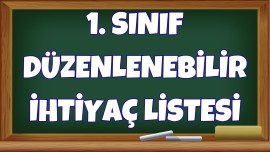 1. Sınıf Düzenlenebilir İhtiyaç Listesi