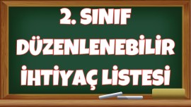 2. Sınıf Düzenlenebilir İhtiyaç Listesi