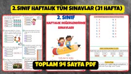 2. SINIF HAFTALIK TÜM SINAVLAR TEK PDF (94 SAYFA)