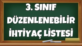 3. Sınıf Düzenlenebilir İhtiyaç Listesi