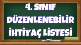 4. Sınıf Düzenlenebilir İhtiyaç Listesi