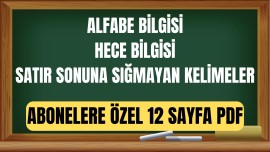 Alfabe - Hece Bilgisi - Satır Sonuna Sığmayan Kelimeler 12 Sayfa PDF