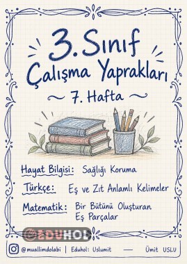 🏆🔥 SEVİYENİ ŞAMPİYONLAR LİGİ’NE ÇIKART! 🚀📚  💙 3. Sınıf 7. Hafta Çalışma Yapraklarıı
