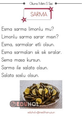 S Sesi Sarma okuma metni