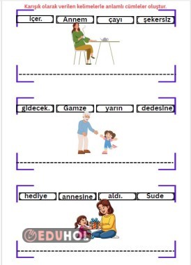 Karışık kelimelerden anlamlı cümle oluşturma