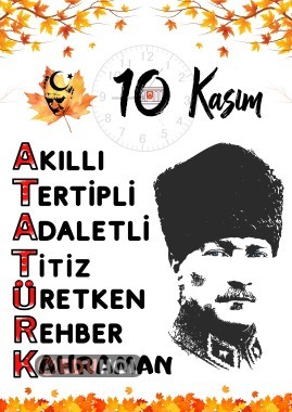 10 Kasım Pano veya Kapı için ek poster 3x3 ,9 A4