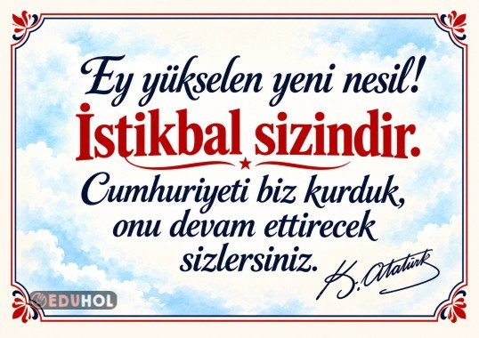 29 Ekim Pano Çerçeveli Atatürk Sözleri