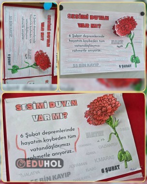 6 ŞUBAT DEPREM FARKINDALIĞI 3D KARANFİL BOYAMA