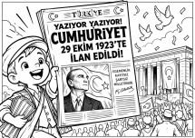 29 Ekim A4 Boyutunda 10 adet boyama