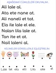 L sesi cümle okuma ve dikte çalışması