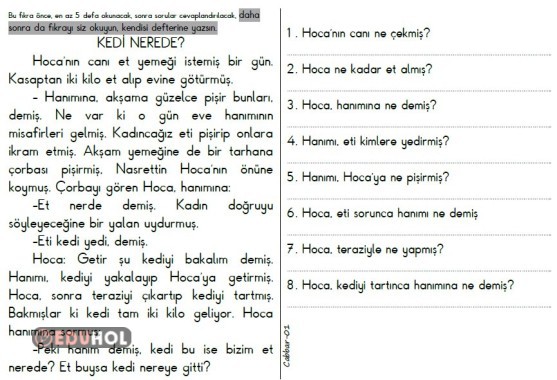 1. Sınıf Okuma Anlama · Eduhol - Etkinlik İndir Oyun Oyna Test Çöz ...