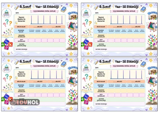 4-5-6 basamaklı Sayılar yaz Sil sablonu küçük