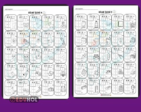 Bölme işlemi etkinlikleri 4-5 ileri düzey