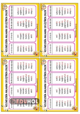 Kelimeler in anlamlarını değiştiren ekler küçük