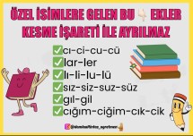 Özel isimlere gelen ve kesme işareti ile ayrılmayan ekler