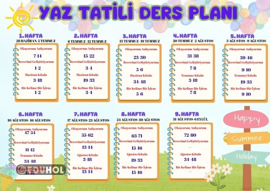 yaz tatil planı