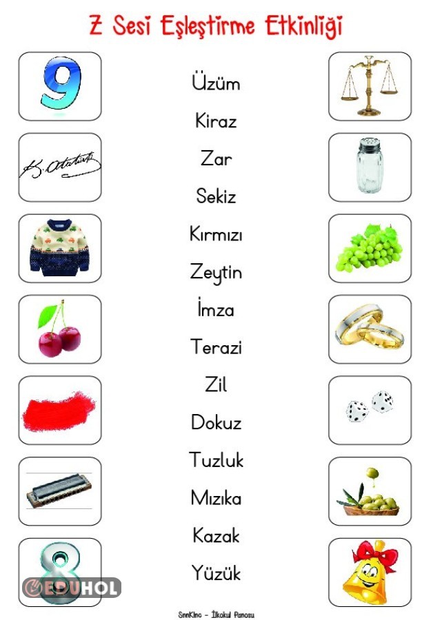 Z Sesi Eşleştirme Etkinliği | Eduhol - Ders Videoları İzle Online Test ...