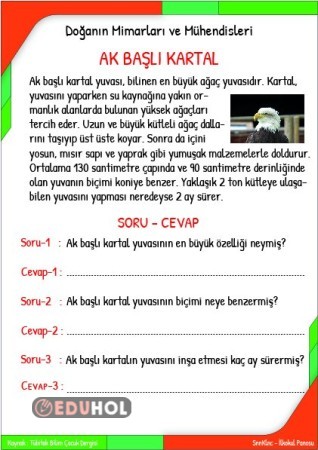 Doğanın Mimarları ve Mühendisleri Serisi - Ak Başlı Kartal